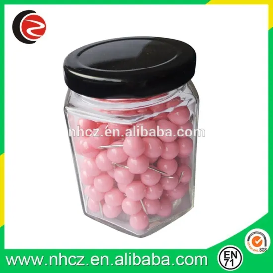 Customized office and school use pink color ball push pins