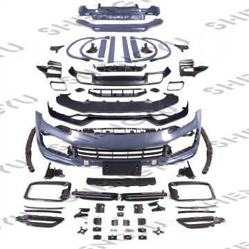 Auto Body Upgrade: Turbo TKT Style Front Bumper with Grille, Lip, and Rear Diffuser for Porsche Cayenne 9Y0 (2018-2021)