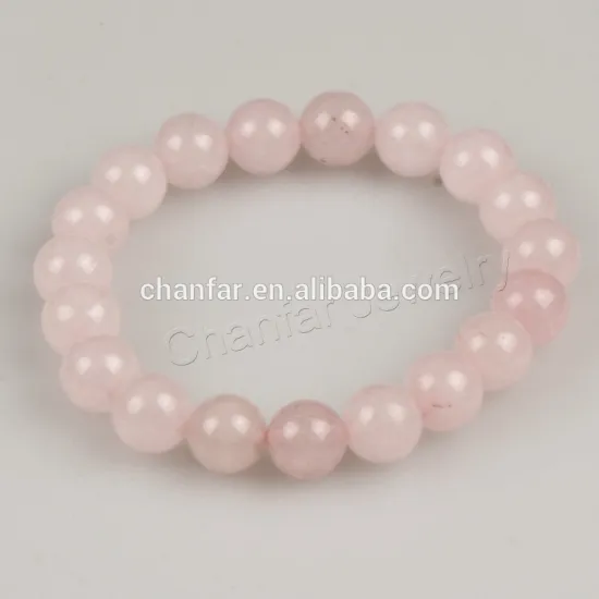 Cute 10mm rose quartz beads charms elastic bracelet jewelry