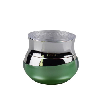 Luxury 15g Green Acrylic Double Wall Jar Container with Silver Lid for Face Cream & Eye Cream