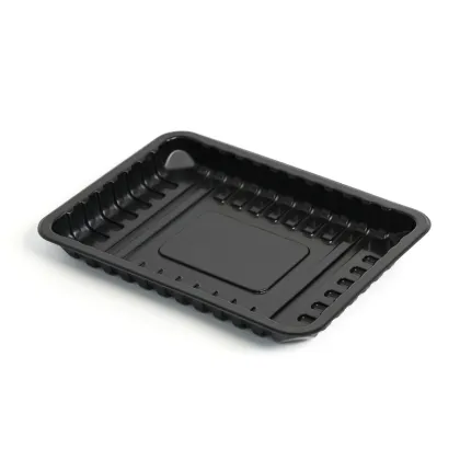 Black PP thermoformed disposable meat tray