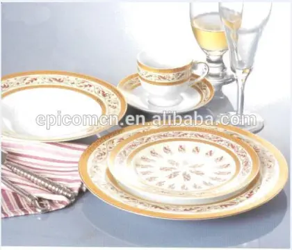 Hight quality royal gold design 20 pcs rond ceramic dinner set porcelain tableware