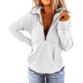 Women's Long Sleeve Lapel Half Zip Up Sweatshirt