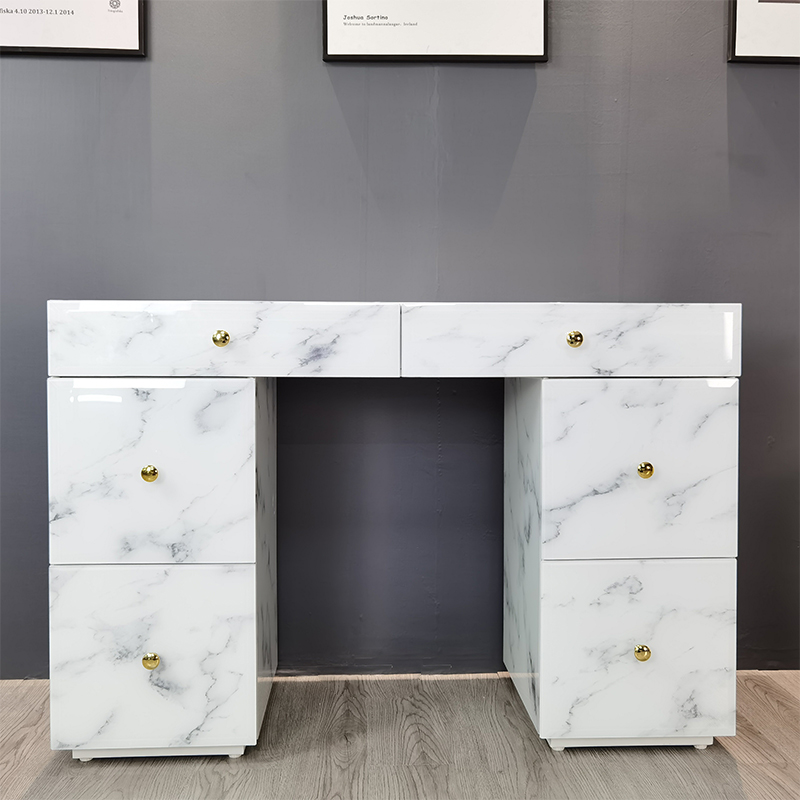 white marble effect glass dressing table