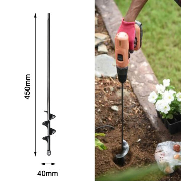 4mm 9/18 inch Garden Auger Drill Bit Hole Digger Tool for Planting Flower Planter Post Auger Yard Garden Steel Earth Borer
