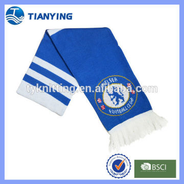 blue 100% acrylic football fan knitted scarf