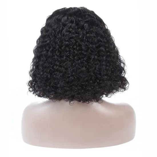 100% Human Hair High Density Deep Wave Short Wavy Lace Front Bob Wigs