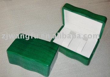 high glossy lacquer green wood doulbe watch case
