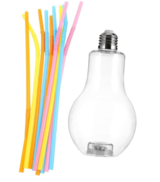 LED Light Bottle Lamp 400ml Shiny Plastic Juice Bottle with Metal Cap
