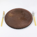 Copper Colored Embossed Round Glass Charger Plates