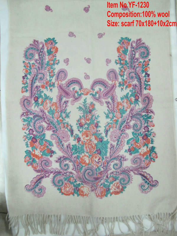 Printed Wool Scarf Yf 1230