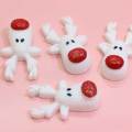 Cartoon Christmas Reindeer Head Resin Cabochons Flatback Animal For Children Hairpin Rubber String or Pencil-box Accessori