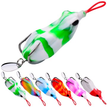 Vide 6,5 cm 14,5g 6 couleurs Artificiel Plastic Frog Fish Fishing - cuillère flottante avec crochets doubles