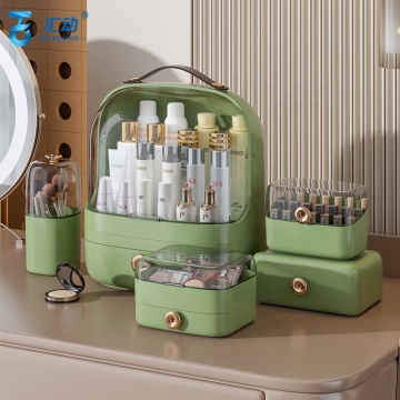 High-end Portable Cosmetic Organizer: Dust-Proof, Multifunctional, Large Capacity for Lipsticks, Masks, and Makeup Storage