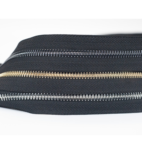 gold silver shiny black metal aluminum zipper for handbags