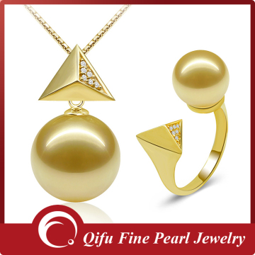Triangle 18 Carat Gold Jewelry Pearl Sets factory directly wholesale