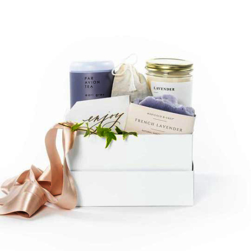 Small white wedding bridesmaid gift box with ribbon