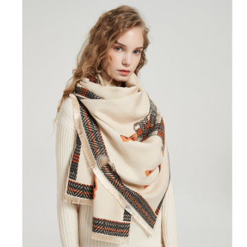 Yiwu Silk Scarf Horse Print Pashmina Shawl