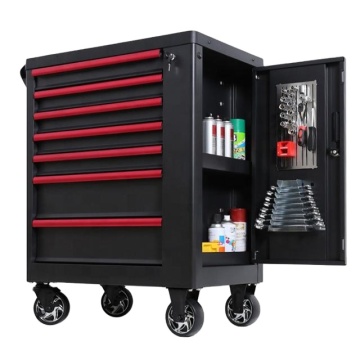 Rolling Metal Tool Trolley with Drawers and Lock for Workbench