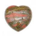 40X40X20MM Corazón de piedra natural de Unakite para la joyería curativa de Chakra de las mujeres sin agujero