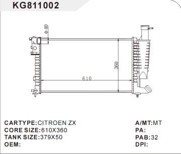 car radiator car for CITROEN ZX