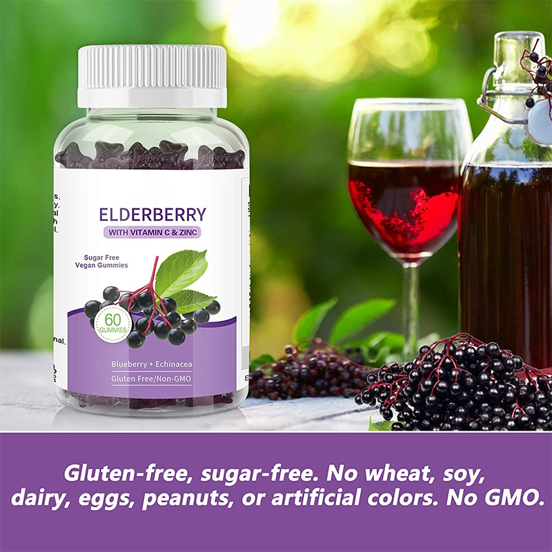 Private Label Immune Support Antioxidants Elderberry Gummies Organic Elderberry Supplement Daily