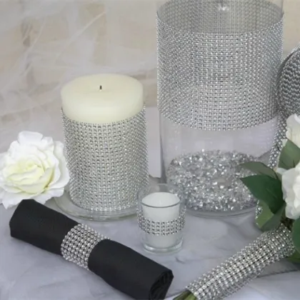 Silver Diamond Mesh Wrap for Wedding Cake Decor