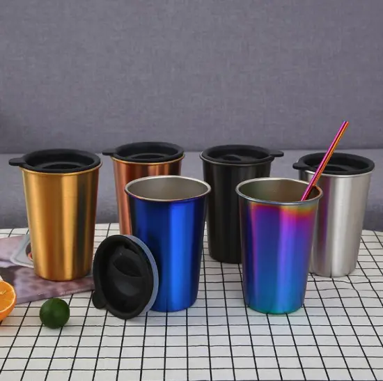 Multicolor 304 Stainless Steel Cup with Lid