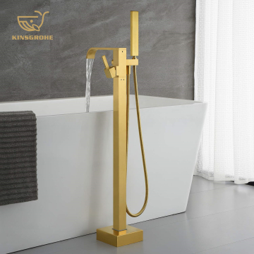 OEM Portable Floor Standing Luxury Gold Bathroom Shower Waterfall Faucet