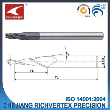 solid tungsten carbide 2-4 flutes tapered ball nose end mills