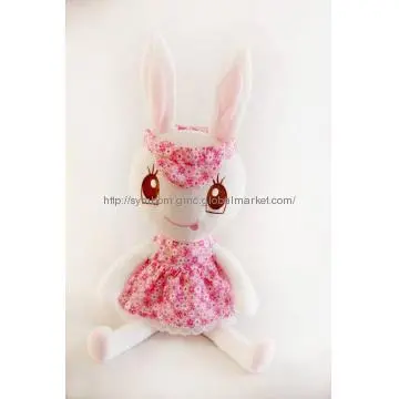 Plush Rabbit Toy Wearing  A Skirt