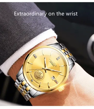 MIGE 24K Gold Mechanical Watch - Automatic, Hollow, Waterproof, Luminous Men's Business Watch