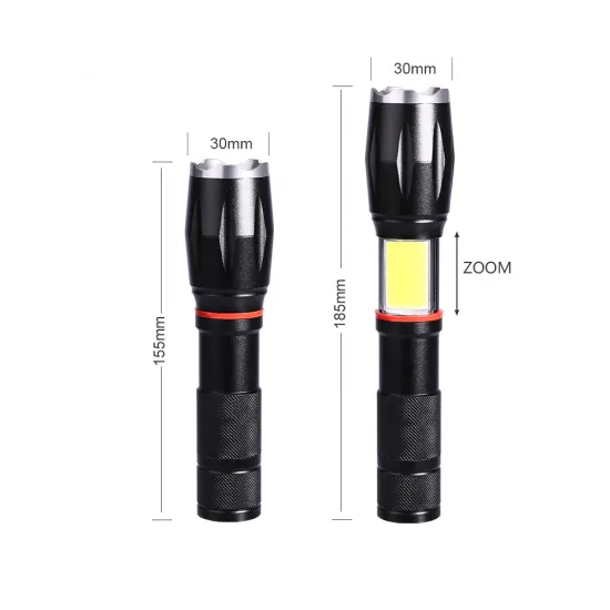 Aluminum Cob Tactical Flashlight: Telescopic 18650 Portable Mini COB LED Flashlight for Emergency Use