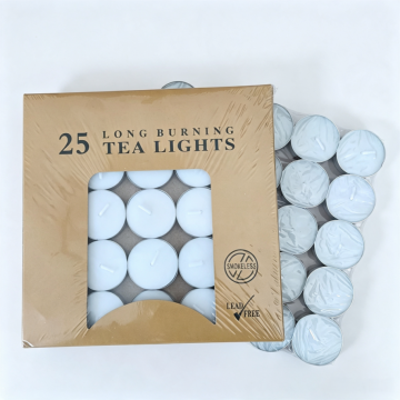 Wholesale smokeless clean burning 25 pack Tealight Candles