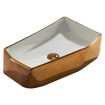Gold Basin Ceramic Wash Basin with Aluminium Bathroom Cabinet