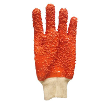 Guante de muñeca tejido con partículas de PVC naranja