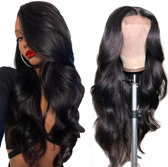BIS Brazilian Nature Wave Lace Front 4*4 Swiss Lace 100% Human Hair Wig for African American Women's Long Wavy Wig