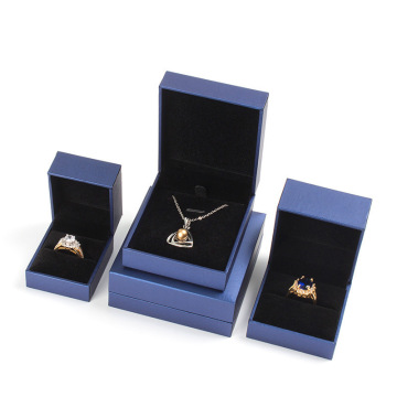 Luxury Blue Cardboard Packaging Hinge Jewelry Gift Box