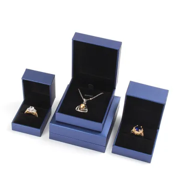 Luxury Blue Cardboard Packaging Hinge Jewelry Gift Box