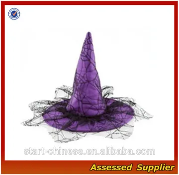 ZD388 Purple decorated halloween Lace Witches Hat