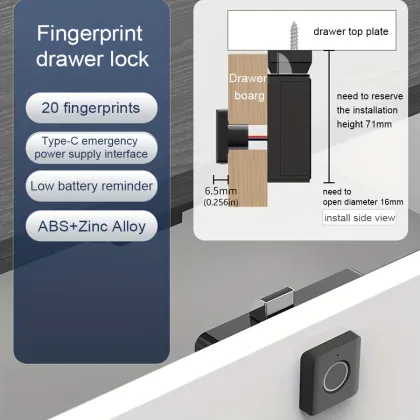 Smart fingerprint drawer lock bedside table wardrobe lock
