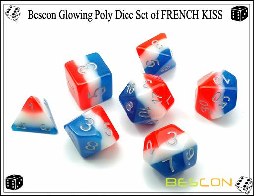 Bescon Glowing Poly Dice Set of FRENCH KISS-4