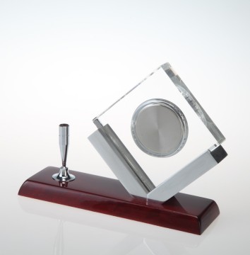 Crystal Clock& Watch with Pen Holder