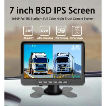 Sistema di monitoraggio del veicolo da 7 pollici a 2 canali con touch 2.5D/BSD/Starlight Night Vision/Record audio/Loop Record