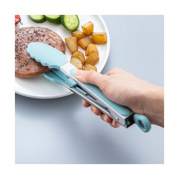BBQ और किचन के लिए मैक्सकुक हीट रेसिस्टेंट स्टेनलेस स्टील सिलिकॉन चिमटा