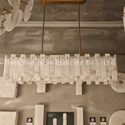 Luxury American Alabaster Rectangular Dining Room Chandelier