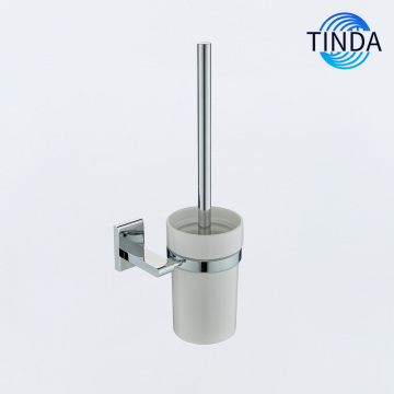 Modern Chrome Toilet Brush Holder with Flat Base