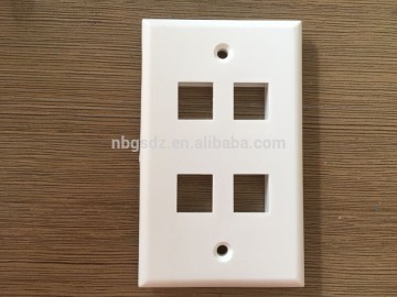 4 Port Single Gang White Keystone Wall Plate Smooth Contemporary Styling