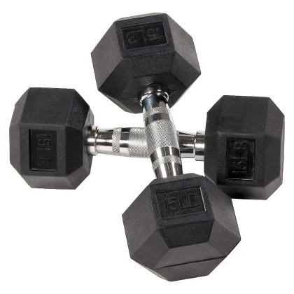 Rubber Coated Hex Dumbbells: Fitness Strength Training with Durable Cast Iron Core