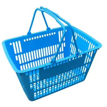 Plastic Shopping Basket with Handle - Supermarket Pink Color Market Basket